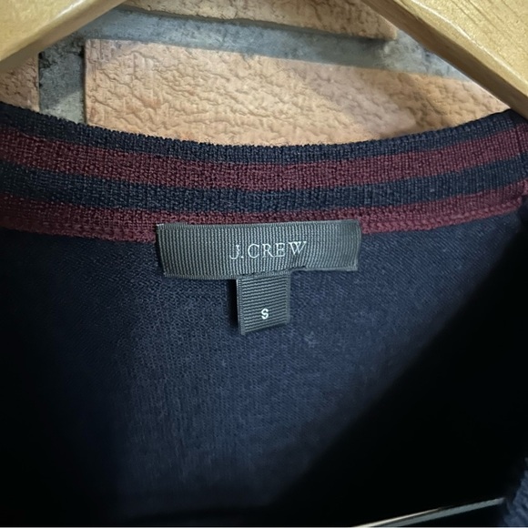 J. Crew Merino Wool Glen Plaid Panel Sweater Navy Women’s Size Small - Picture 3 of 4